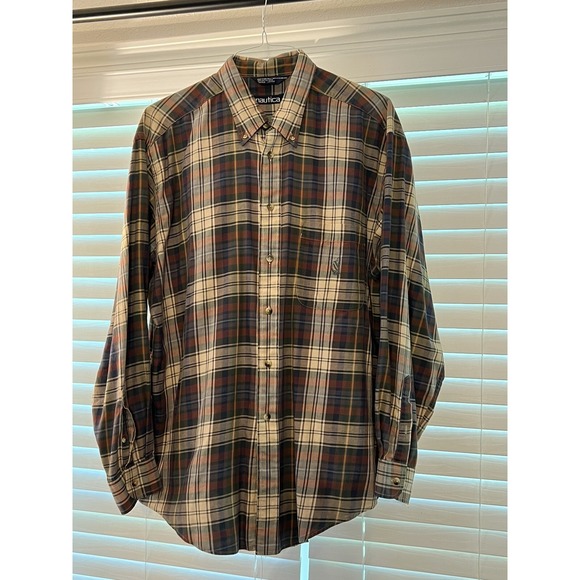 Nautica Other - Men's Nautica Button‎ Up Shirt XL Extra Large Plaid Long Sleeve Pocket Casual